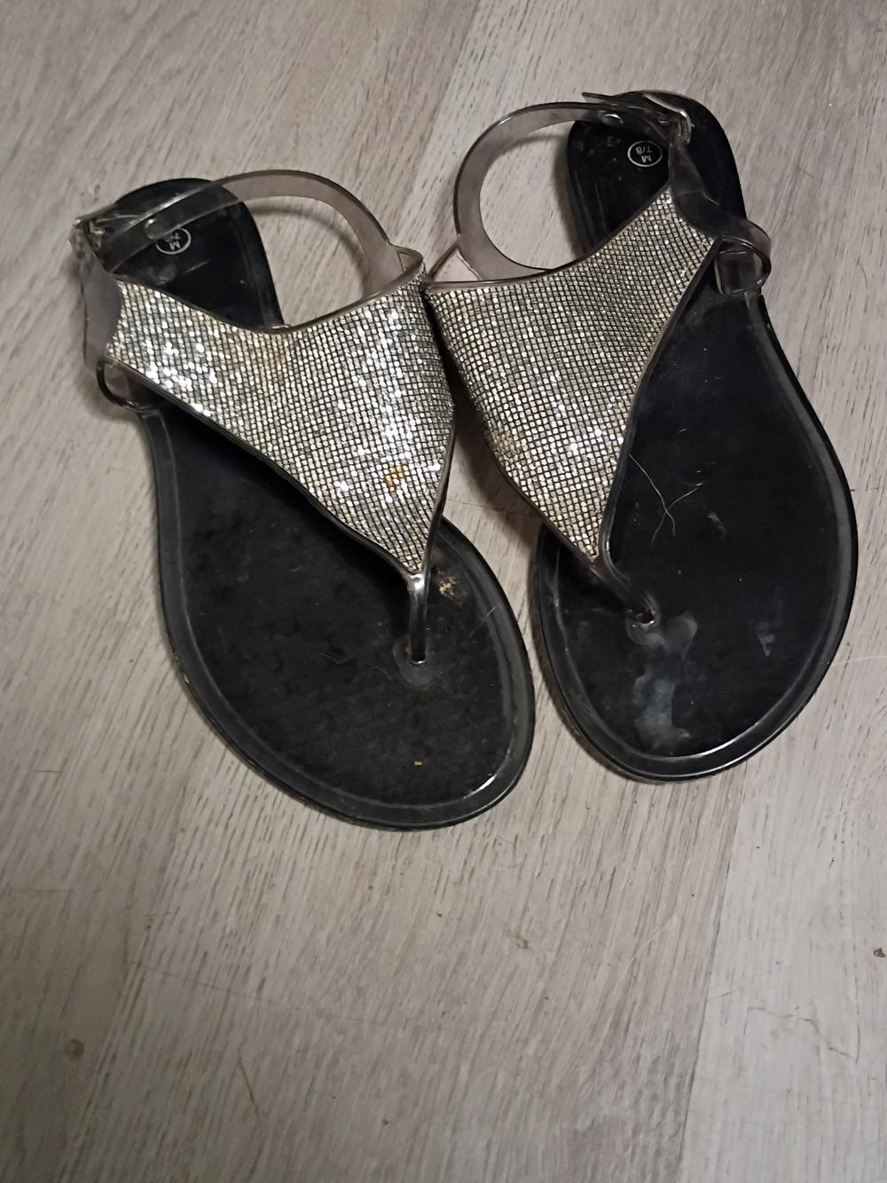 Women’s Rhinestone T-Strap Sandals - Silver